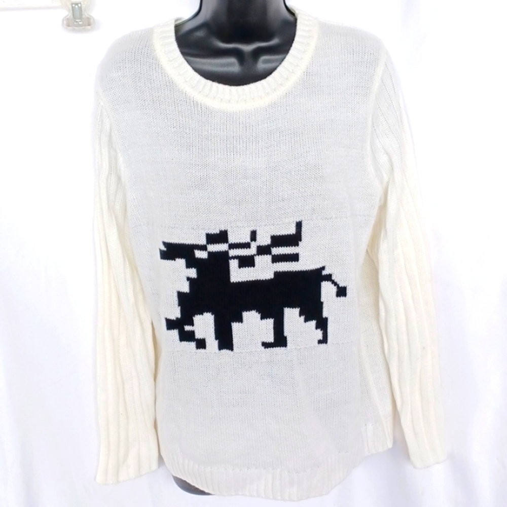 HAODUOYI designer Cream Reindeer sweater, 22" Ptp